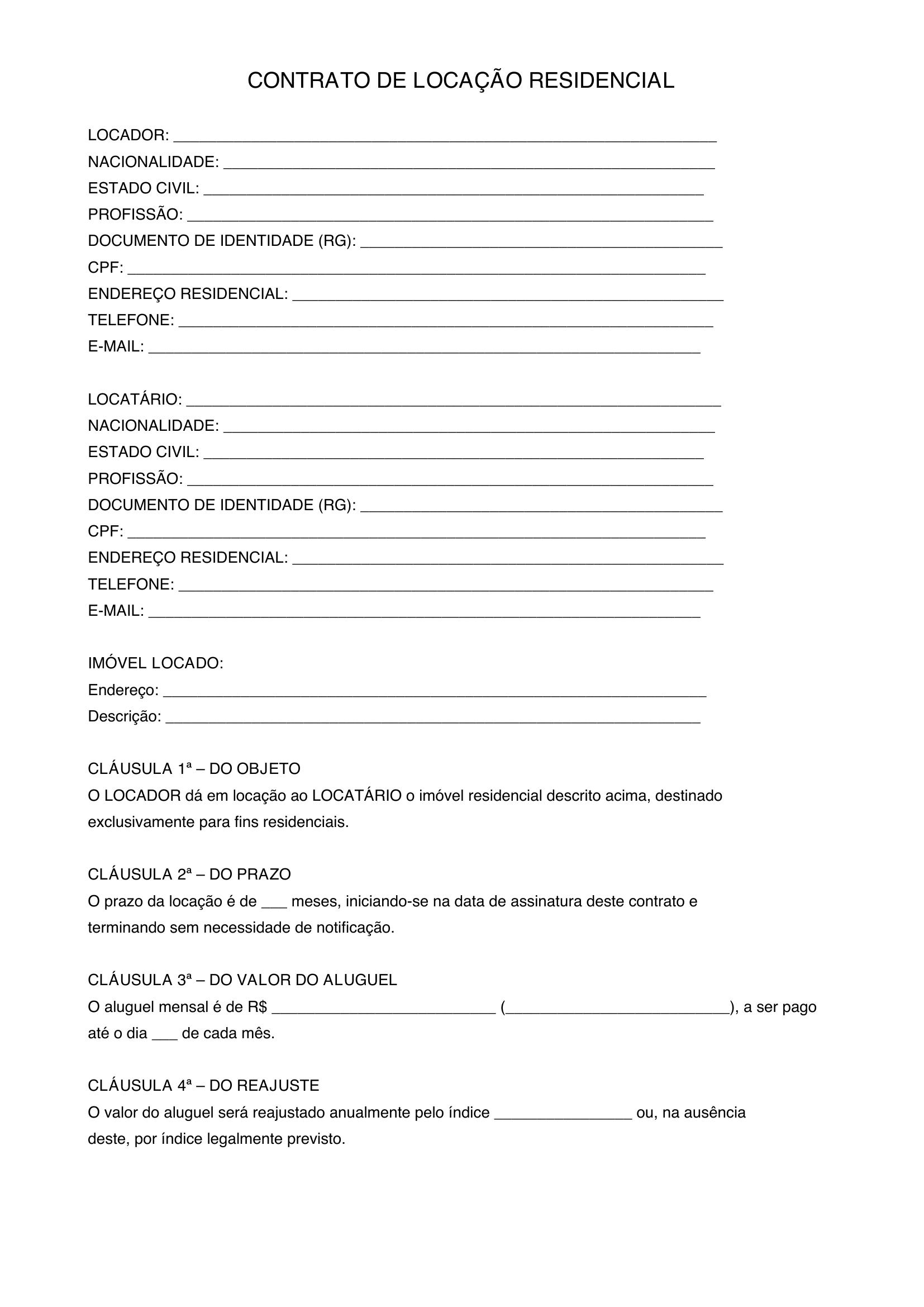 Modelo Contrato Residencial