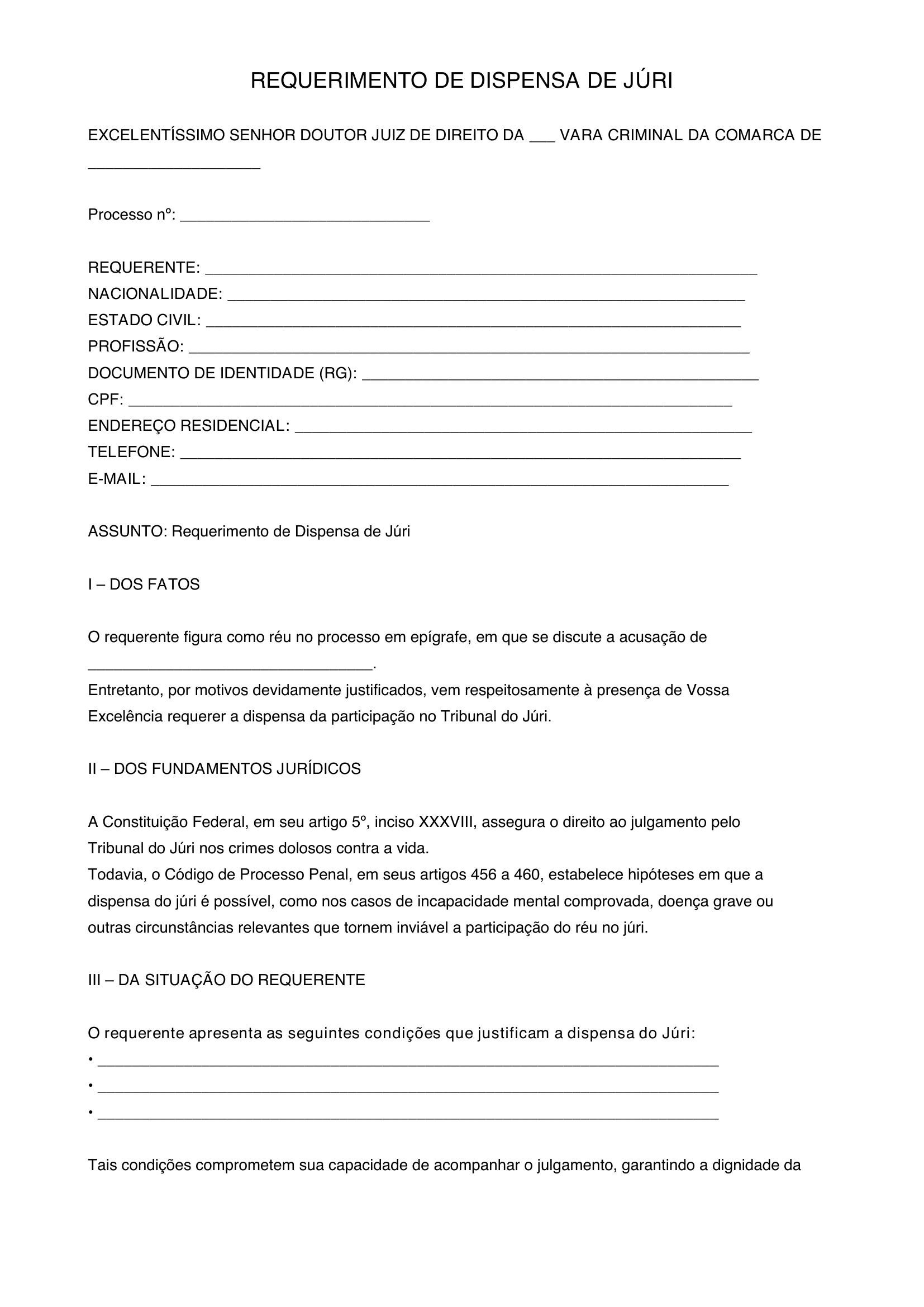 Modelo De Dispensa De Juri