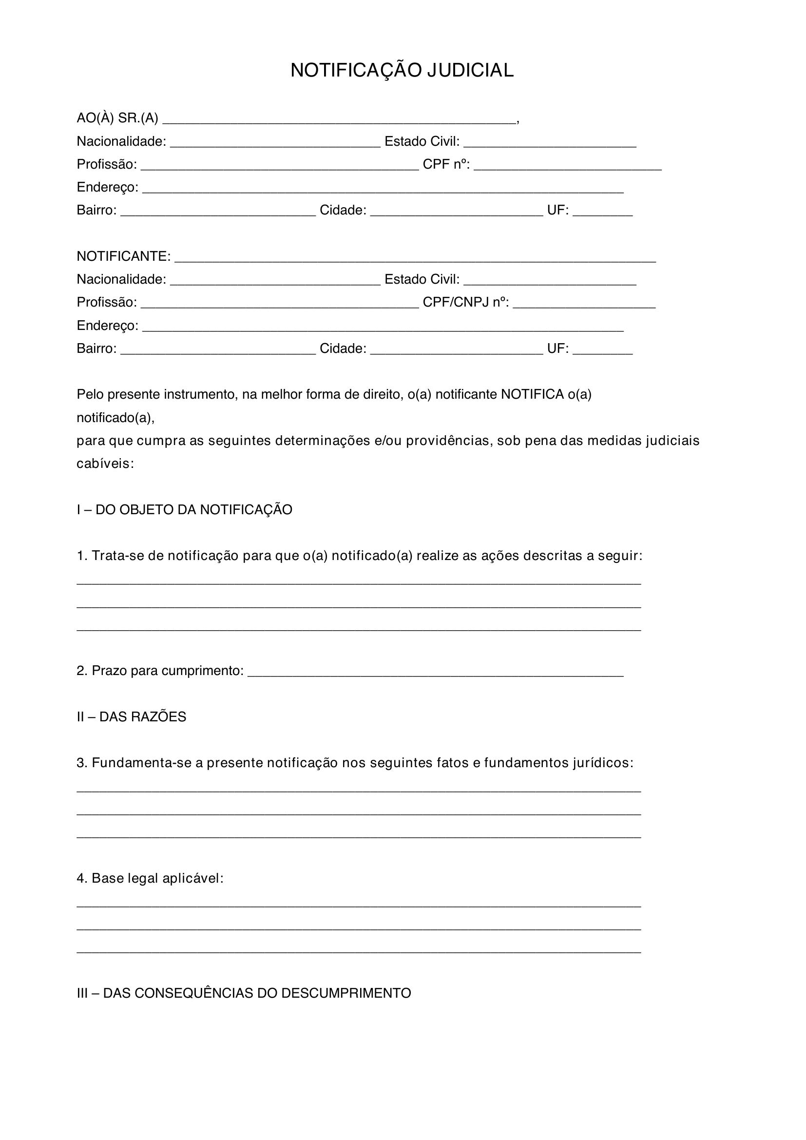 Modelo De Notificação Judicial
