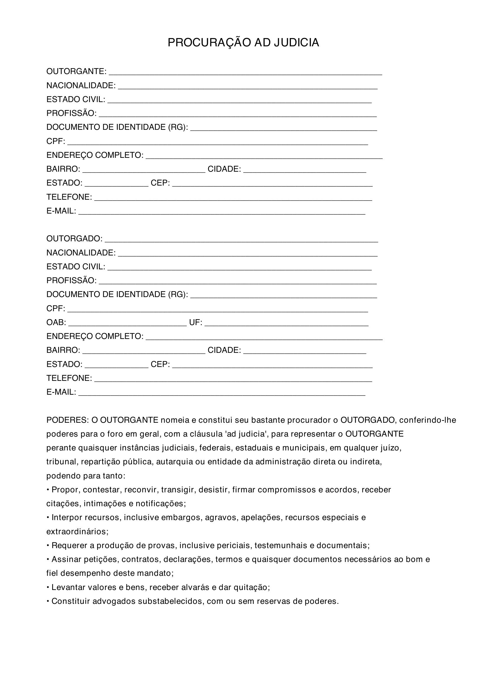 Modelo De Procuração Ad Judicia