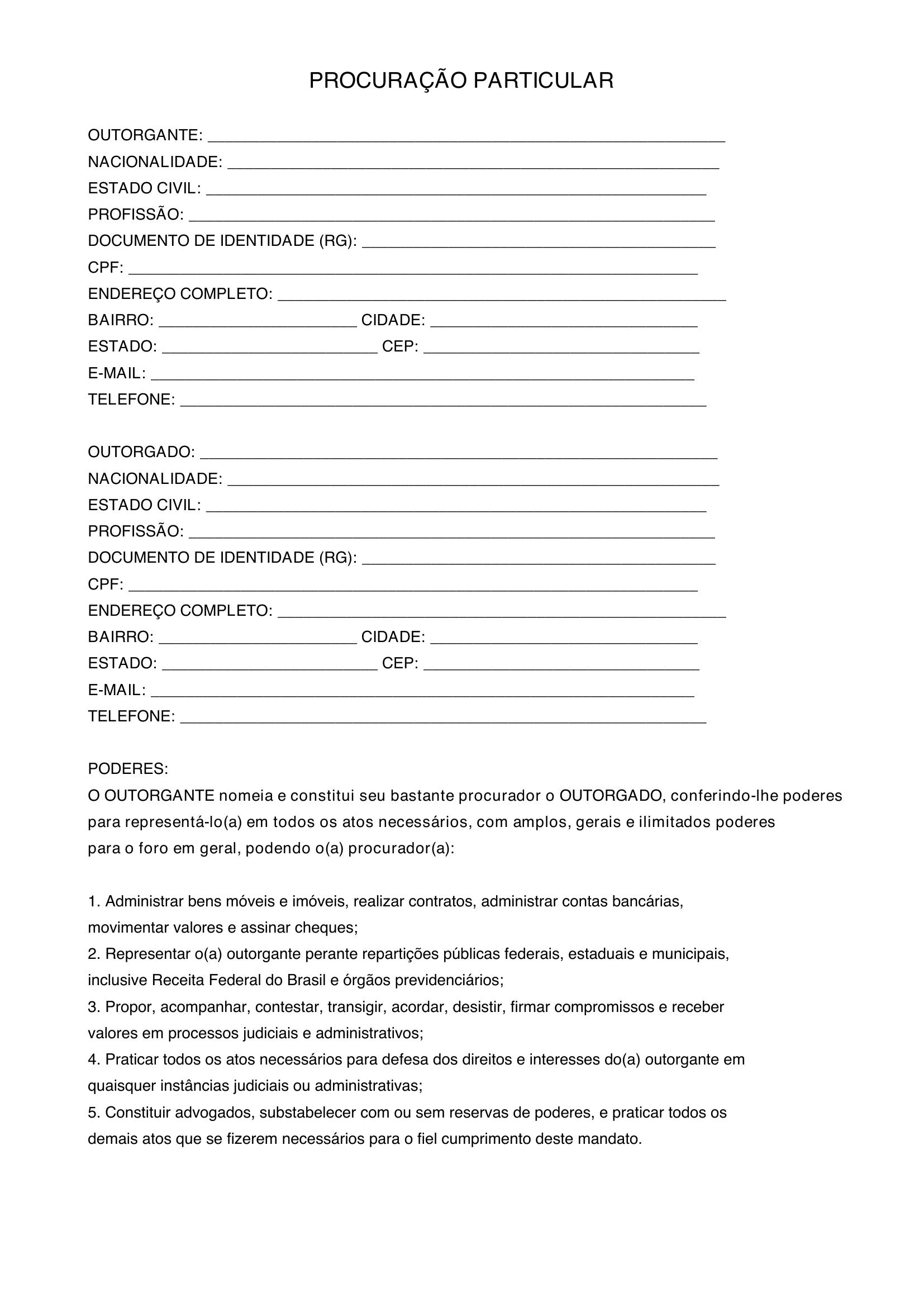 Modelo De Procuração Particular