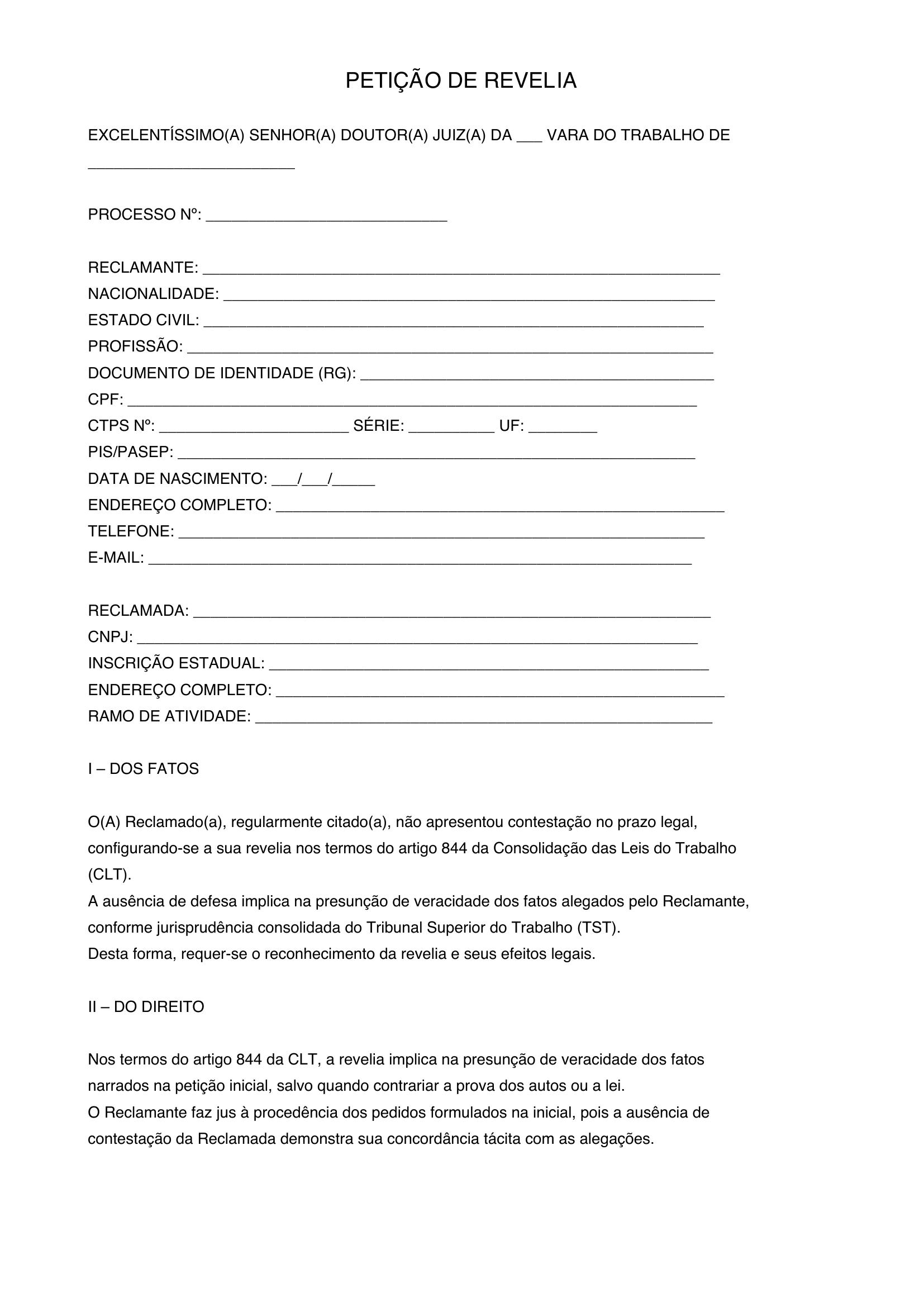 Modelo Revelia
